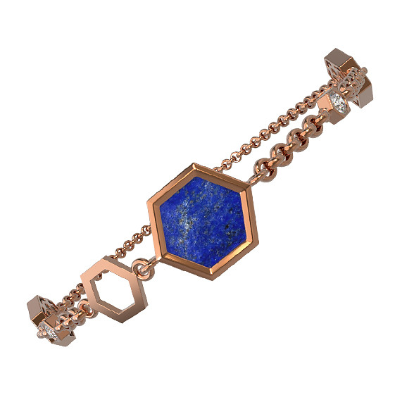 Браслет из золота c бриллиантами, лазуритом и перламутром