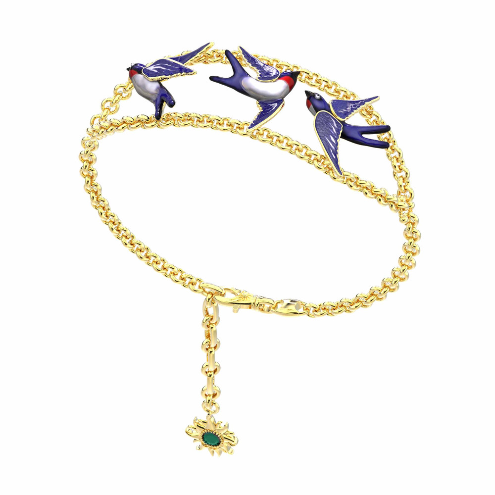 Браслет из лимонного золота c эмалью и топазом London