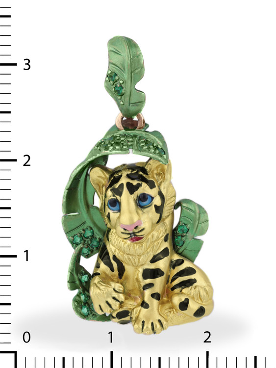 Подвеска из золота c эмалью и изумрудом