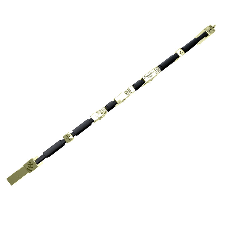 Браслет из зелёного золота c кожаным шнурком