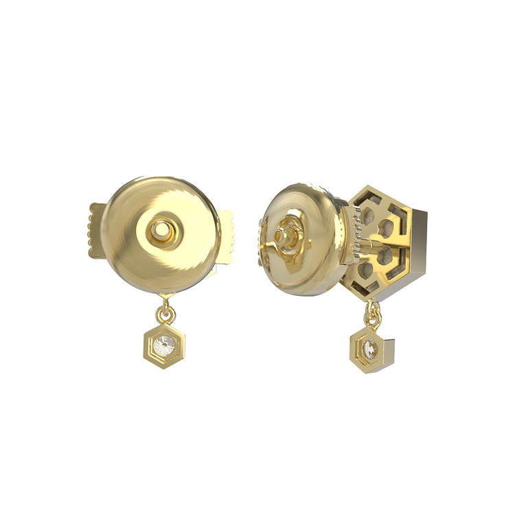 Серьги из лимонного золота c бриллиантами, лазуритом и перламутром