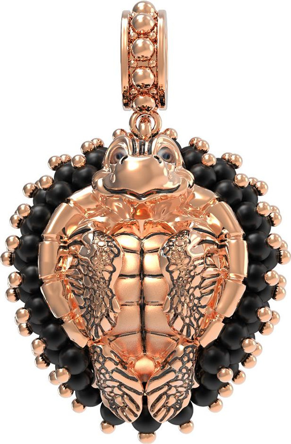 Подвеска из золота c эмалью и ониксом