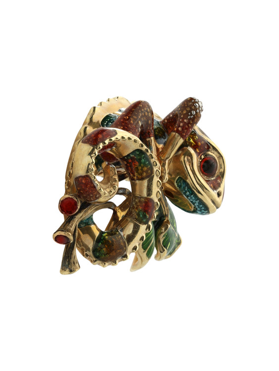 Подвеска из лимонного золота c эмалью и гранатом