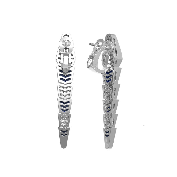 Серьги из белого золота c бриллиантами и лазуритом