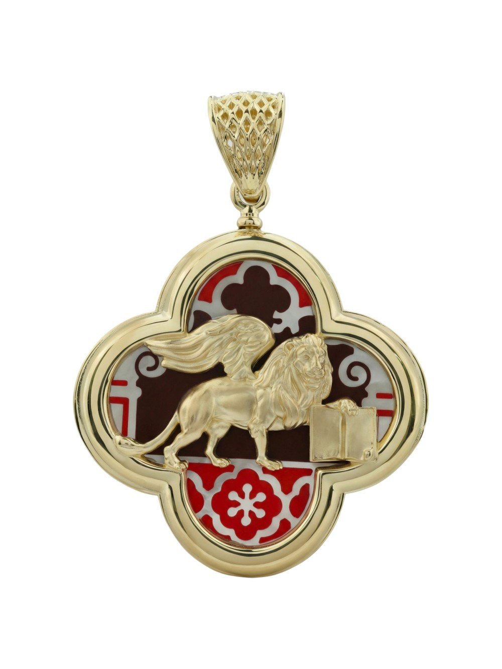 Подвеска из лимонного золота c эмалью и перламутром