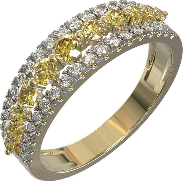 Кольцо из лимонного золота c бриллиантами