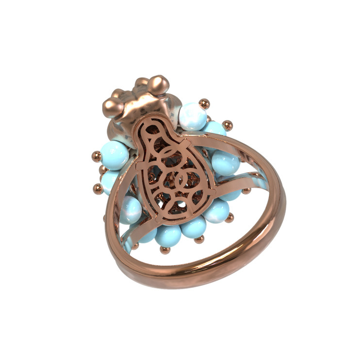 Кольцо из золота c эмалью и бирюзой