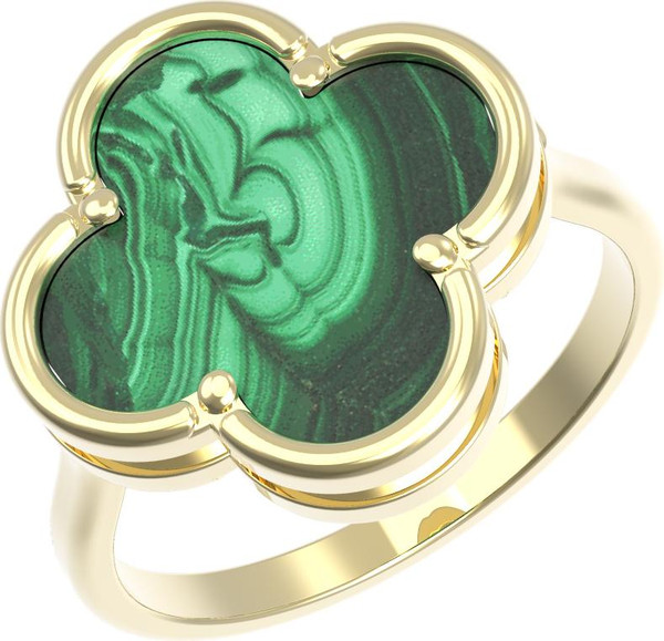 Кольцо из лимонного золота c малахитом
