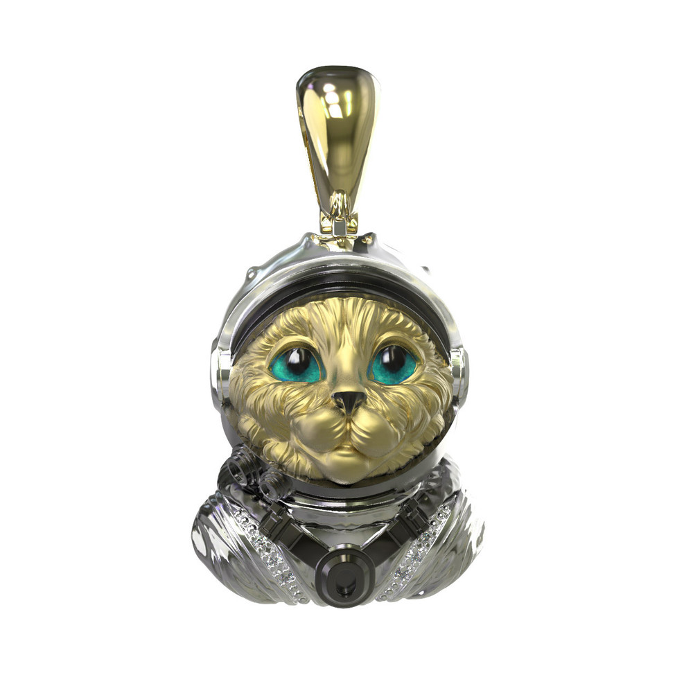 Подвеска из лимонного золота c эмалью, бриллиантами и рубином