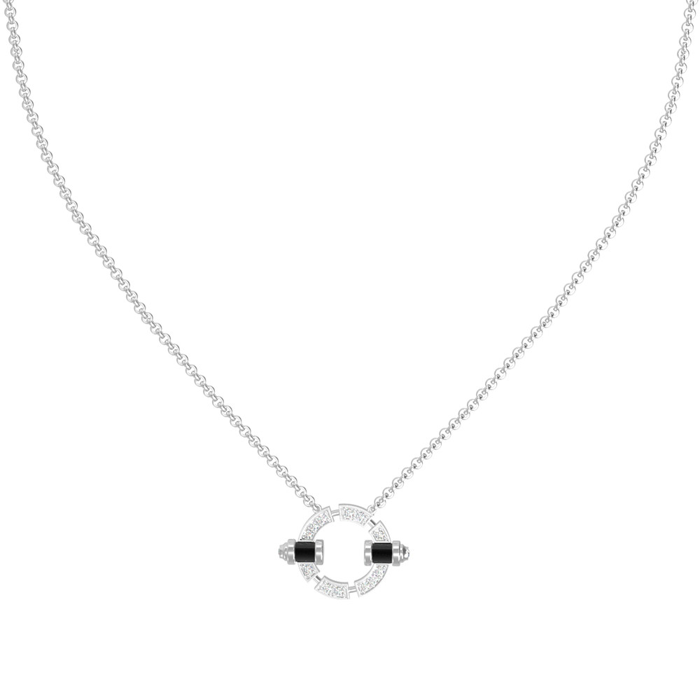 Колье из белого золота c бриллиантами и ониксом