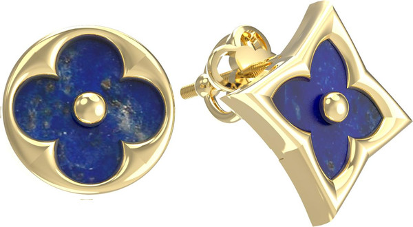 Серьги из лимонного золота c лазуритом