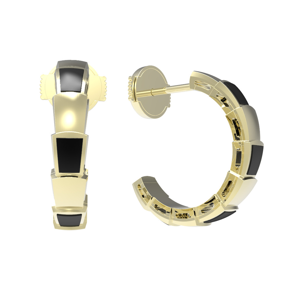 Серьги из лимонного золота c ониксом