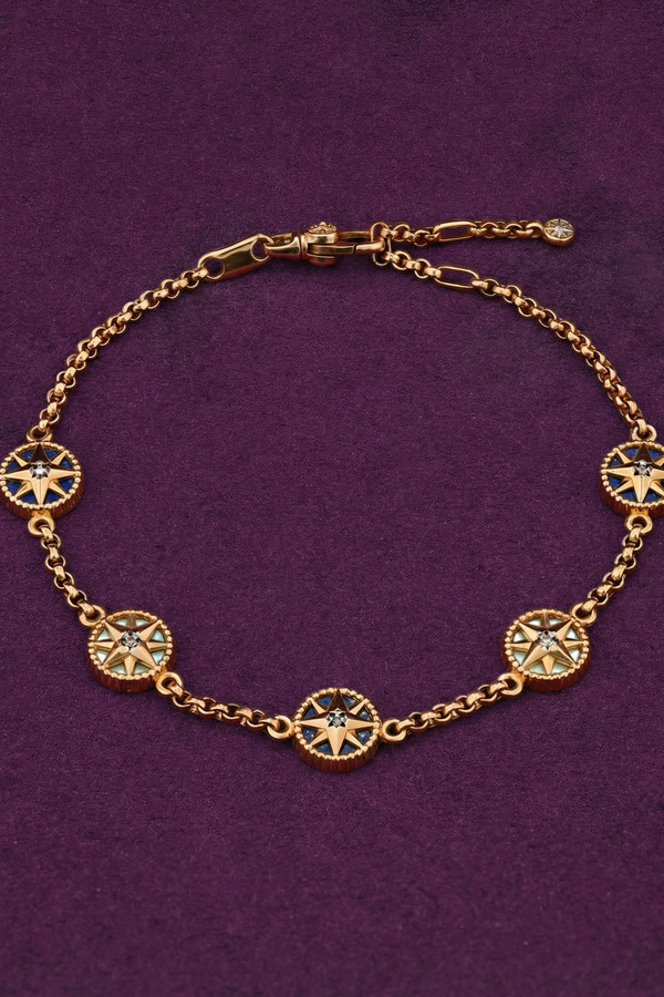 Браслет из золота c бриллиантами, лазуритом и перламутром