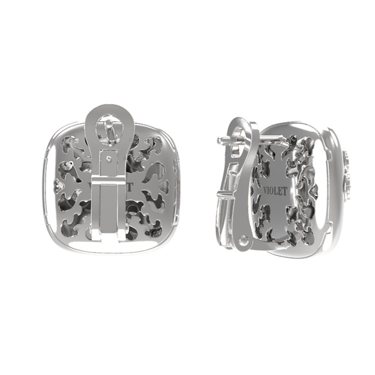 Серьги из белого золота c бриллиантами и ониксом