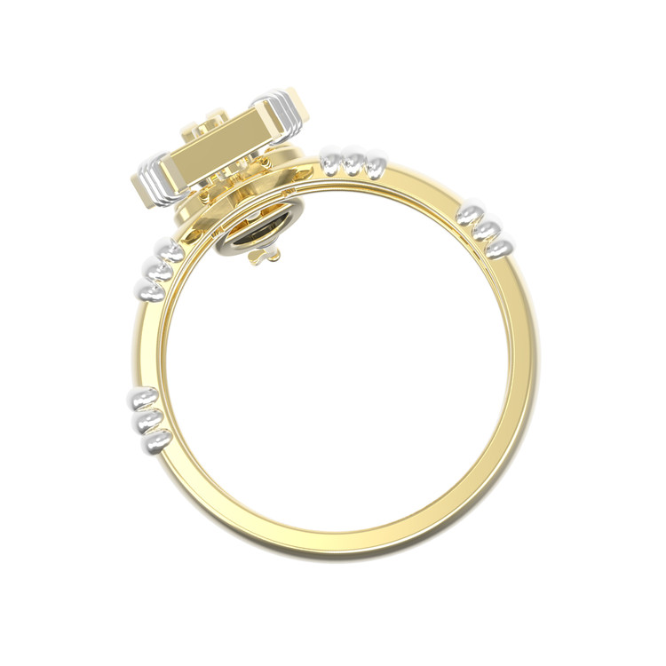 Кольцо из лимонного золота c ониксом и перламутром