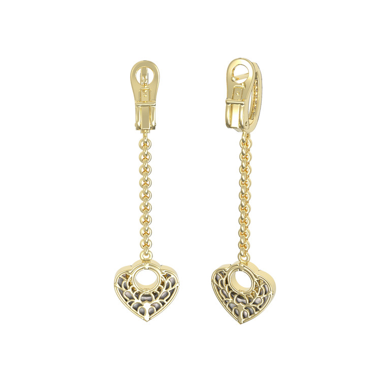 Серьги из лимонного золота c бриллиантами и перламутром