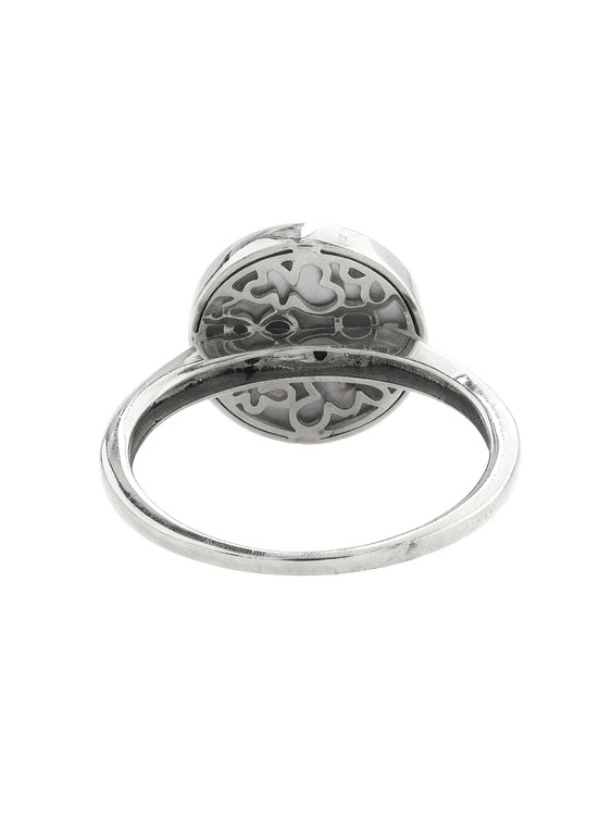 Кольцо из белого золота c бриллиантами и перламутром