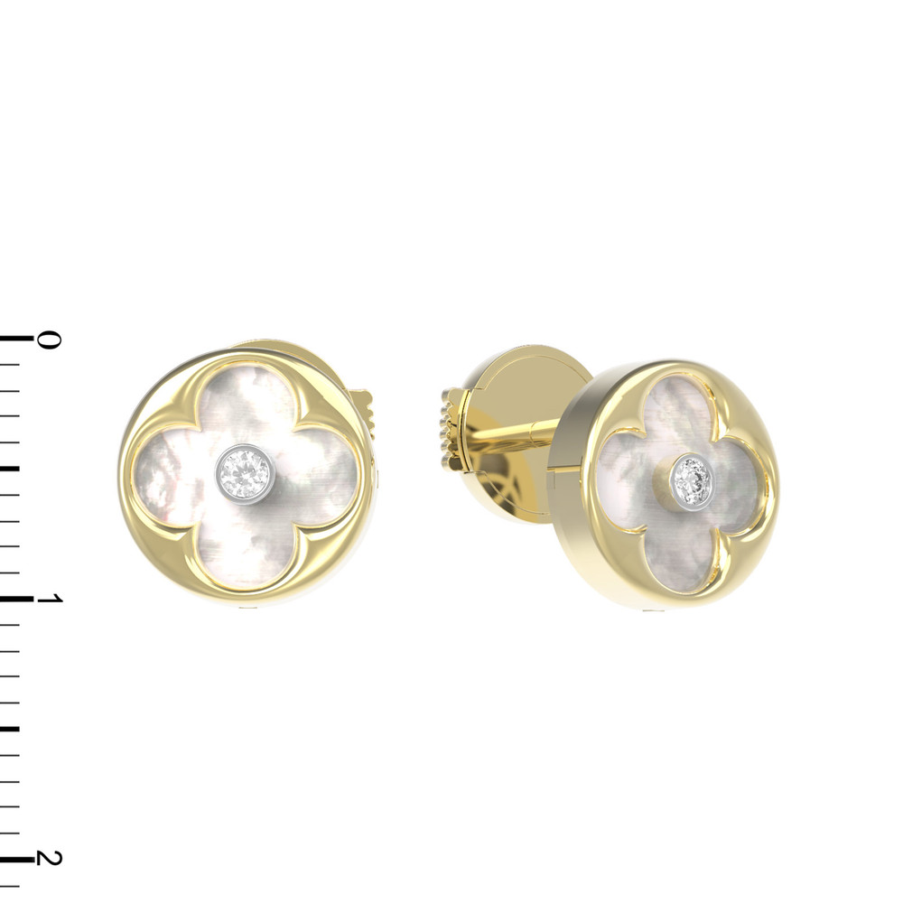 Серьги из лимонного золота c бриллиантами и перламутром
