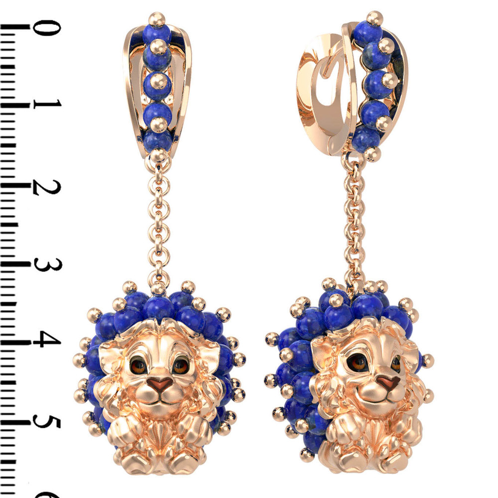 Серьги из золота c эмалью и лазуритом