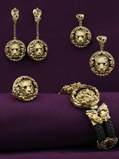 Серьги из лимонного золота c эмалью и ониксом