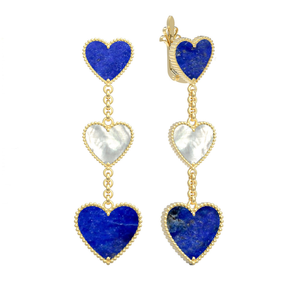 Серьги из лимонного золота c лазуритом и перламутром