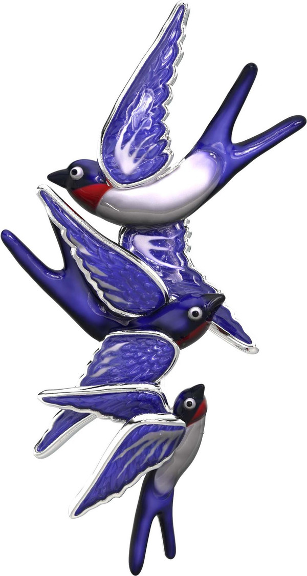 Брошь из белого золота c эмалью