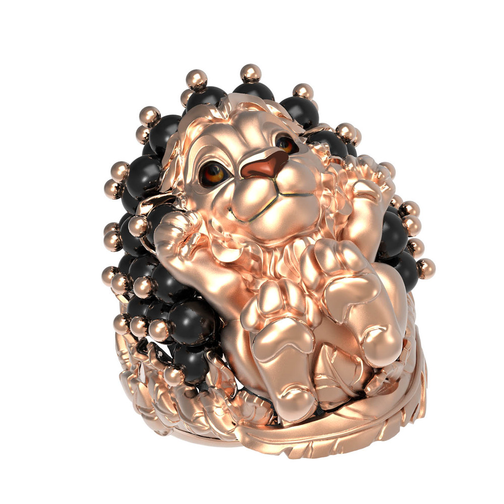 Кольцо из золота c эмалью и ониксом