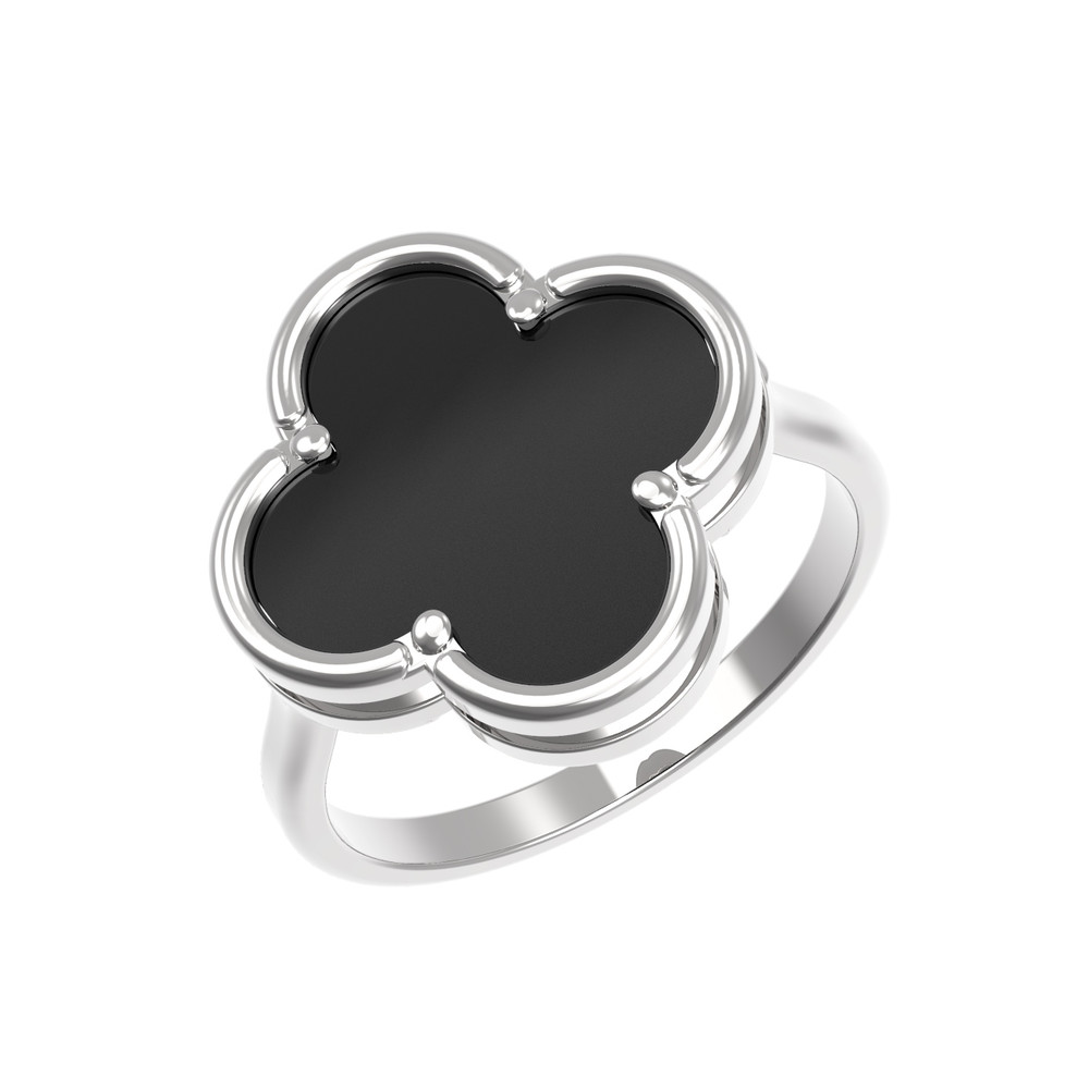 Кольцо из белого золота c ониксом