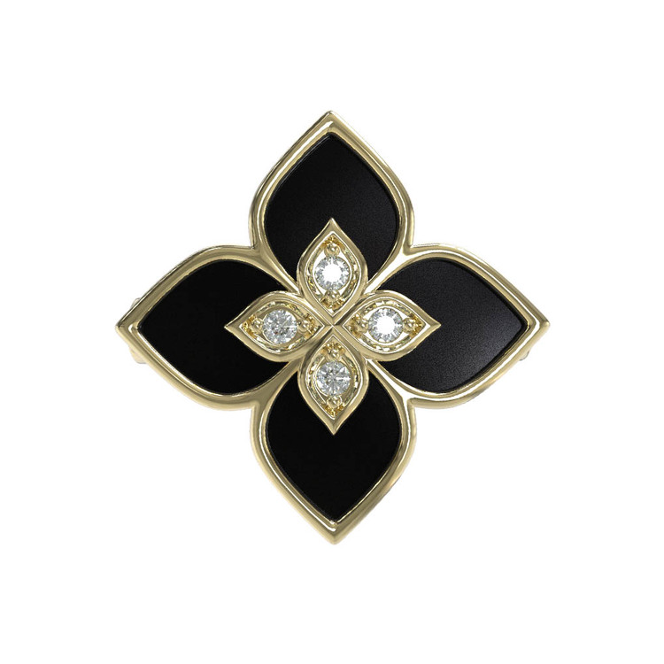 Кольцо из лимонного золота c бриллиантами и ониксом