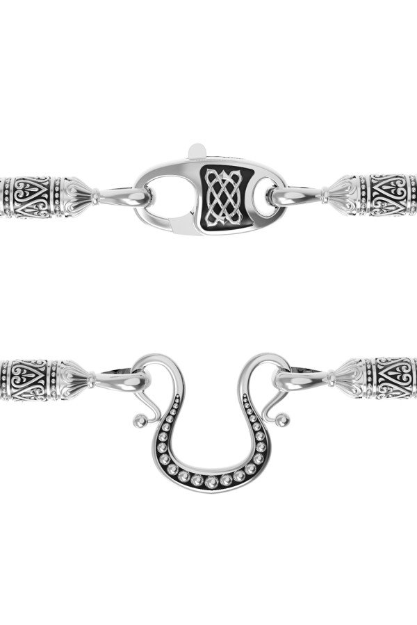 Гайтан из белого золота c кожаным шнурком