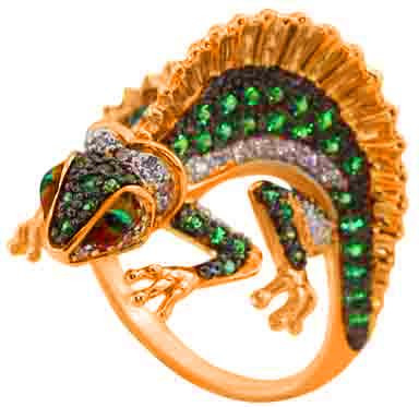 Кольцо из золота c эмалью и фианитом