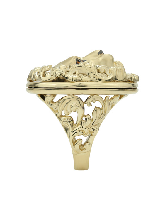 Кольцо из лимонного золота c эмалью и ониксом