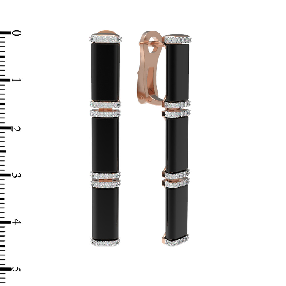 Серьги из золота c бриллиантами и ониксом