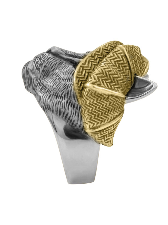 Кольцо из белого золота c эмалью