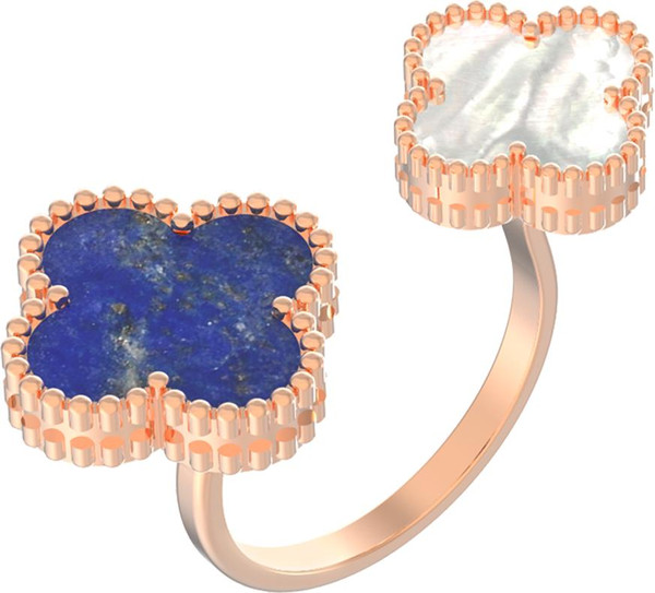 Кольцо из золота c лазуритом и перламутром