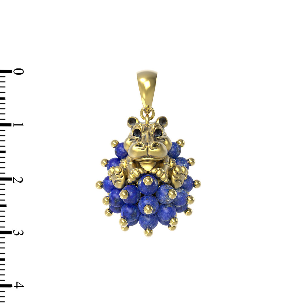 Подвеска из лимонного золота c эмалью и лазуритом