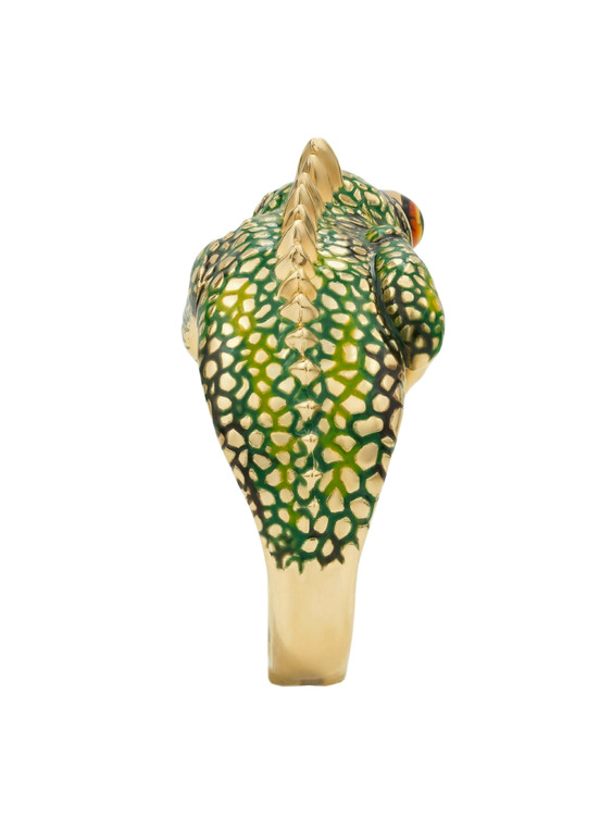 Кольцо из лимонного золота c эмалью и рубином