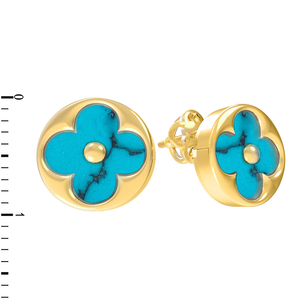 Серьги из лимонного золота c бирюзой