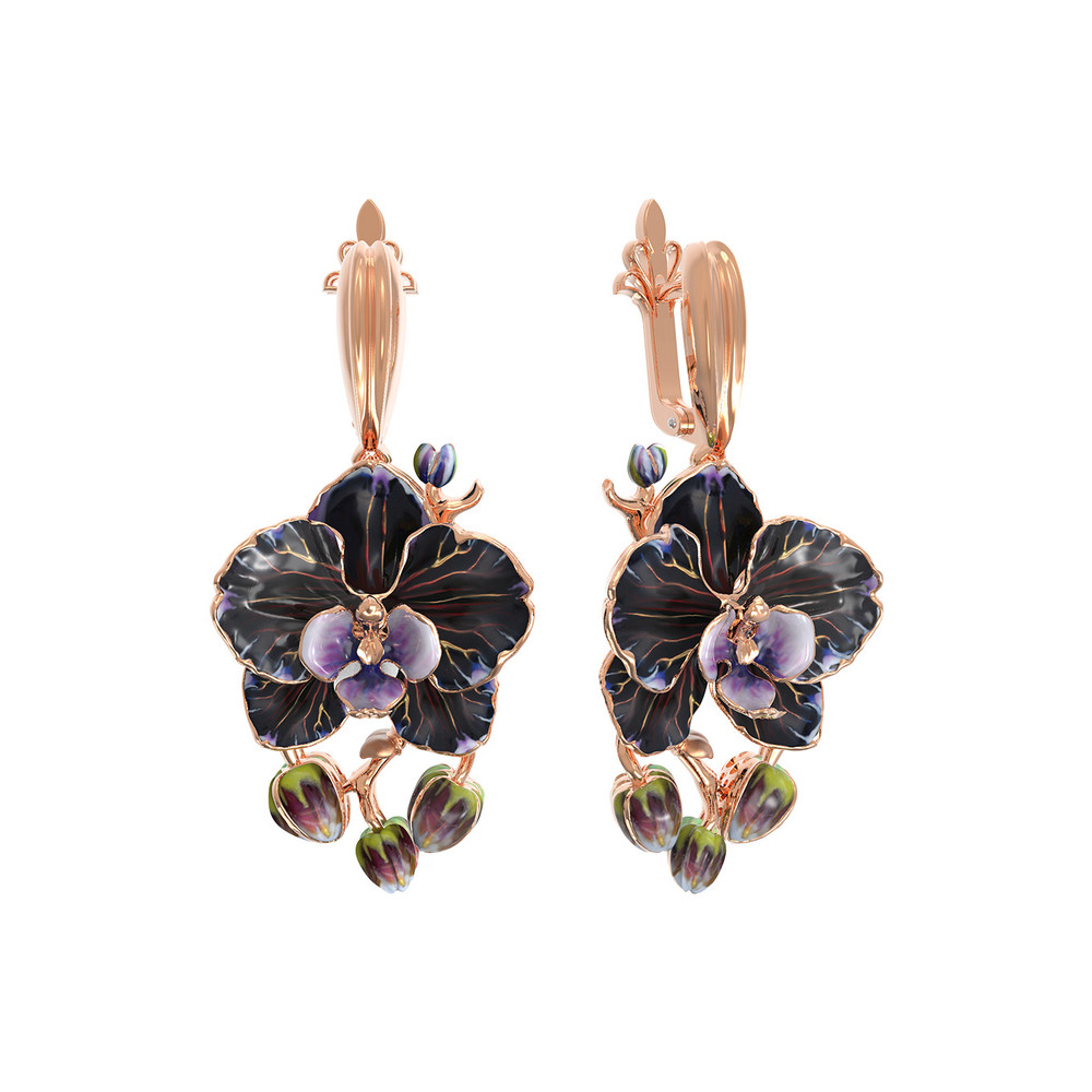 Серьги из золота c эмалью