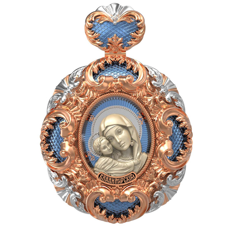 Образок из золота c эмалью и бивнем мамонта