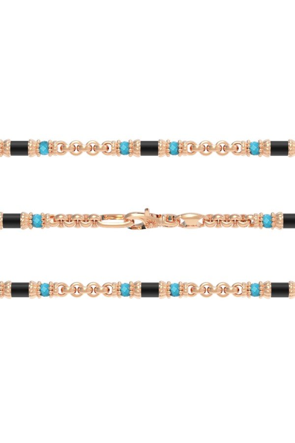 Цепь из золота c бирюзой и ониксом