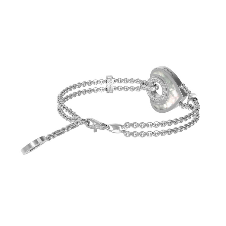 Браслет из белого золота c бриллиантами, ониксом и перламутром