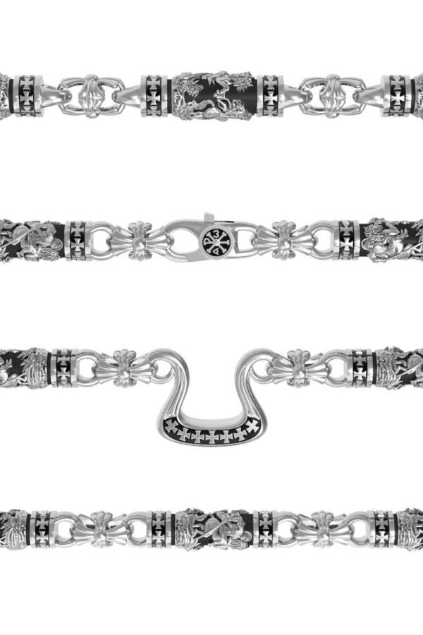 Цепь из белого золота c эбеновым деревом