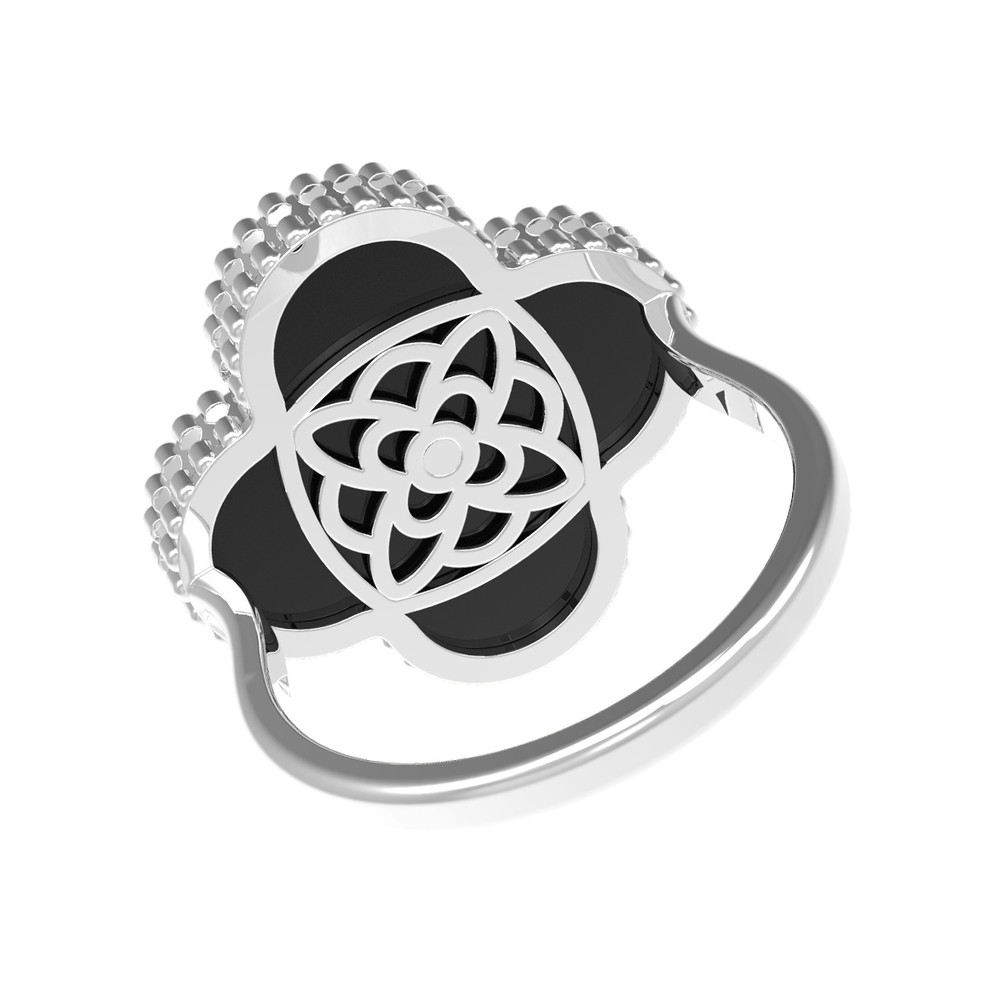 Кольцо из белого золота c бриллиантами и ониксом