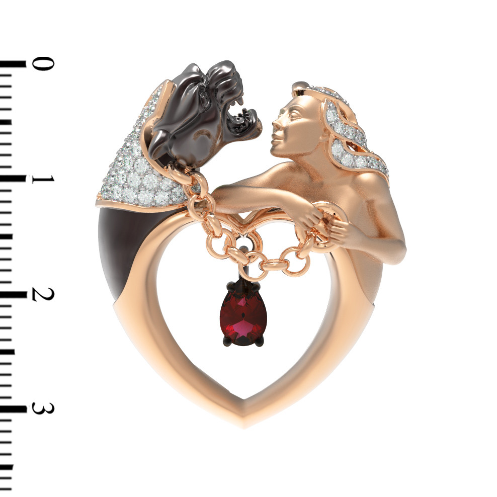 Подвеска из золота c фианитом и гранатом