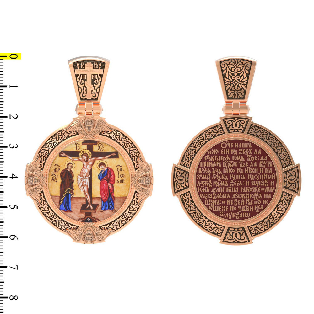 Образок из золота c эмалью, иконописью и темперой