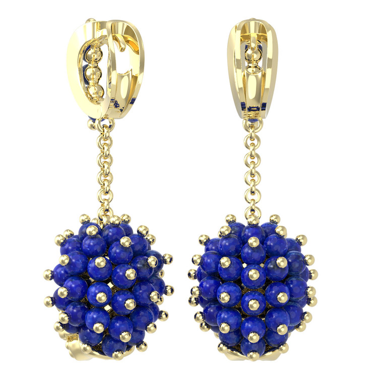 Серьги из лимонного золота c эмалью и лазуритом