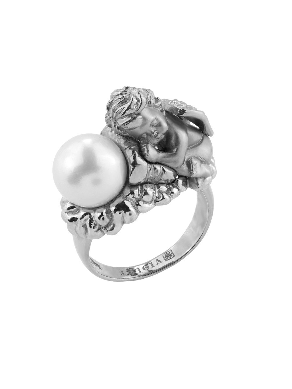 Кольцо из белого золота c жемчугом