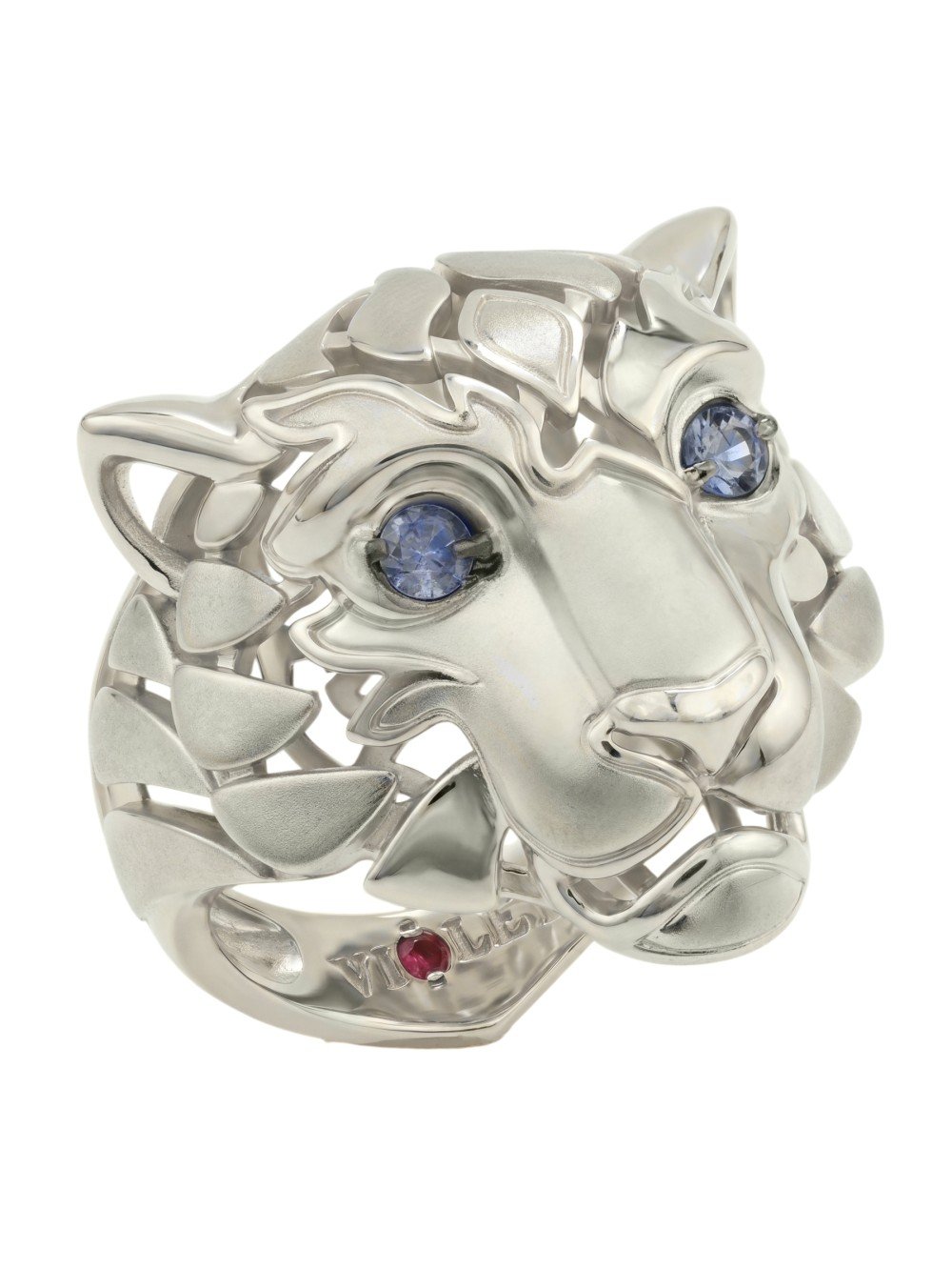 Кольцо из белого золота c сапфиром и рубином