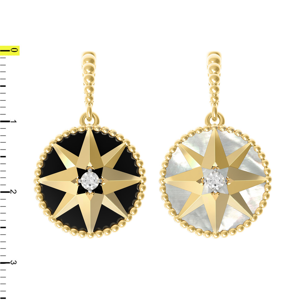 Подвеска из лимонного золота c фианитом, ониксом и перламутром